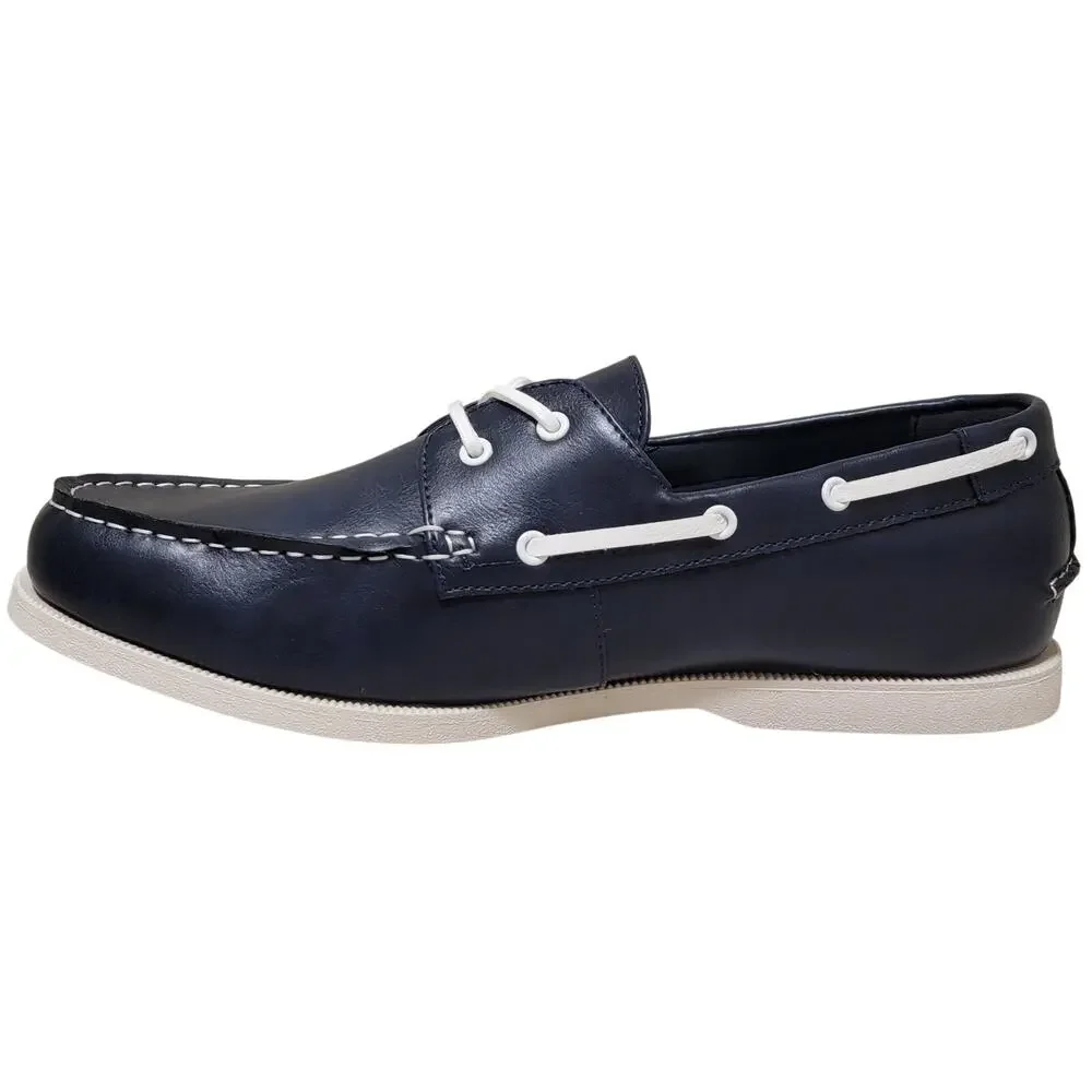 Club Room Men Elliot 2-Eye Casual Boat Shoe Size US 11M Navy Blue Faux Leather